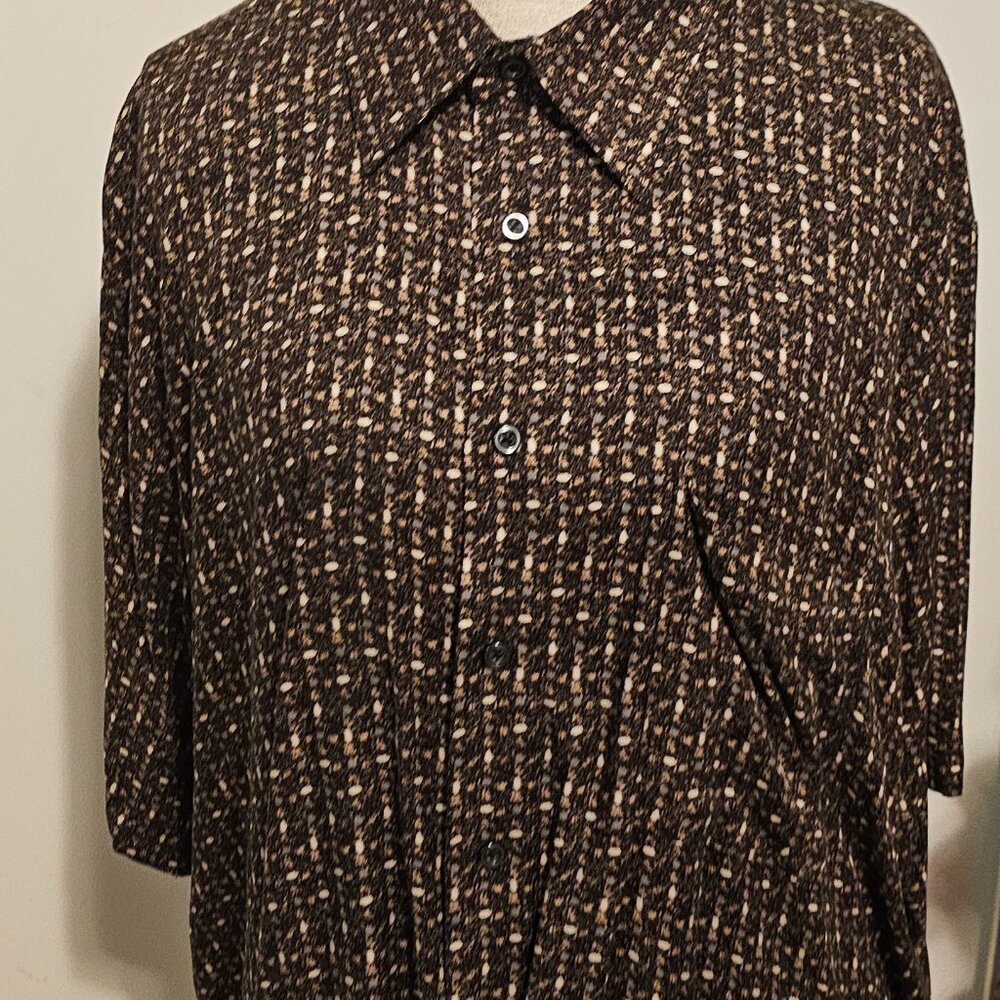 Brown patterned button down shirt